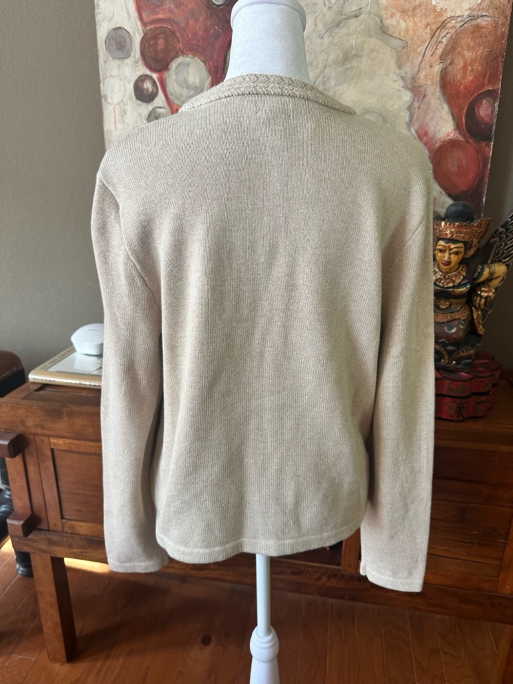 J. Crew Cream Braided-Trim Cardigan with Gold Buttons - Picture 5 of 6